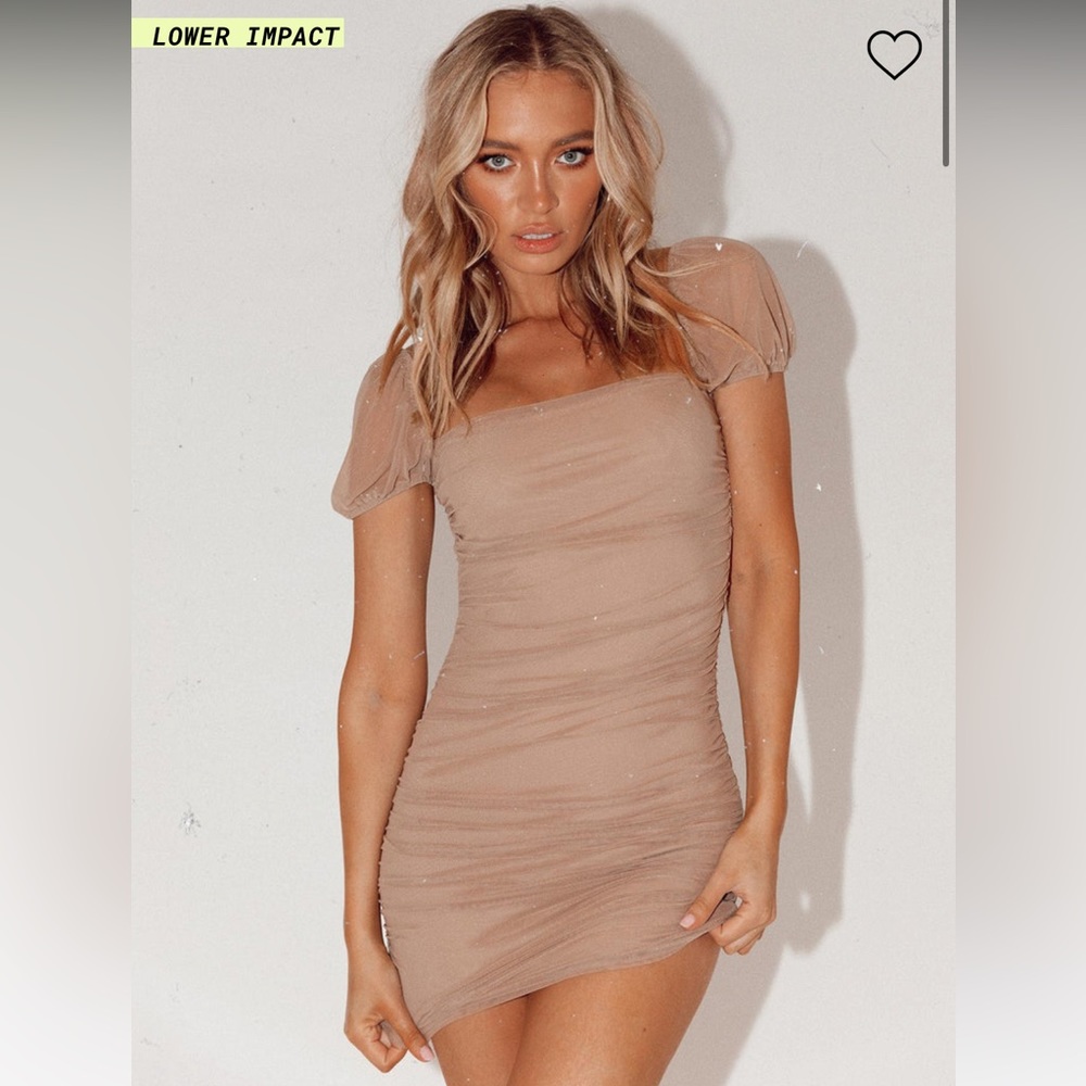 Princess Polly Charvi Mini Dress | Color: Tan | Size 6